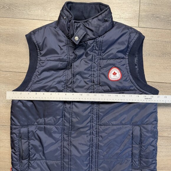 Hudsons Bay Company Olympic Quilted Puffer Embroidered Hooded Vest HBC Canada M - Picture 7 of 7